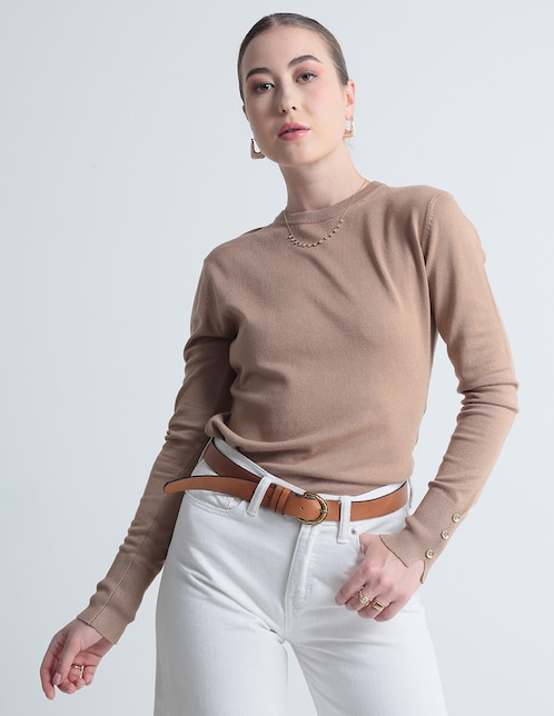 Suéter Contempo cuello redondo para mujer