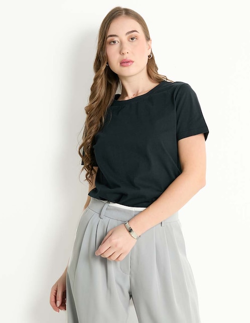 Playera manga corta cuello redondo para mujer 1