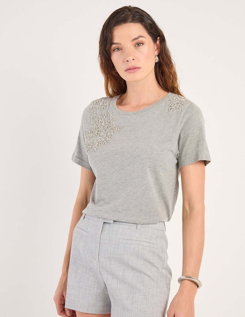 Playera manga corta cuello redondo para mujer 1