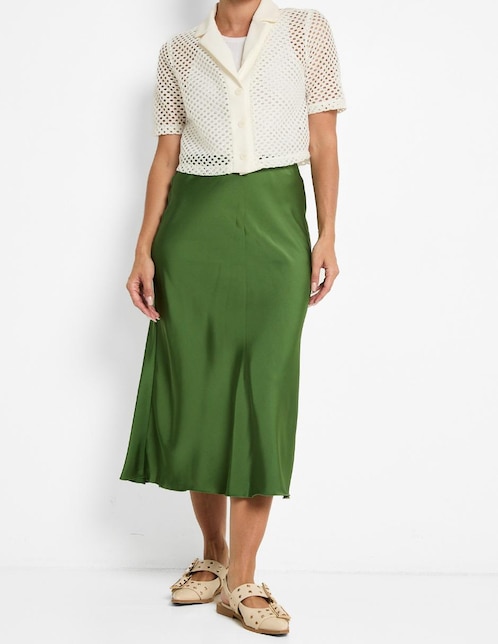 Falda midi Contempo cintura alta