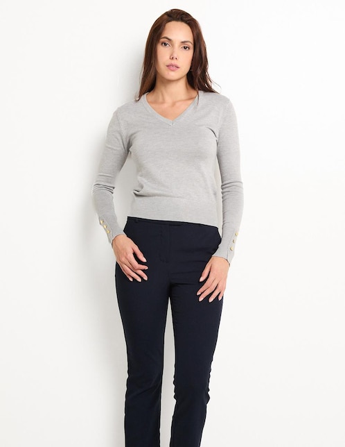 Suéter cuello V para mujer 1