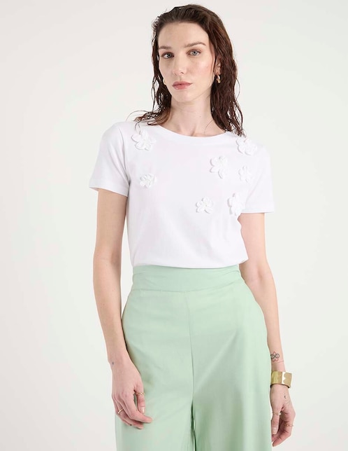 Playera manga corta cuello redondo para mujer 1