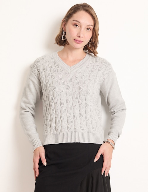 Suéter cuello V para mujer