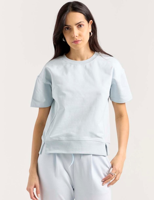 Playera manga corta cuello redondo para mujer 1