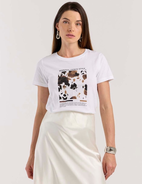 Playera manga corta cuello redondo para mujer 1