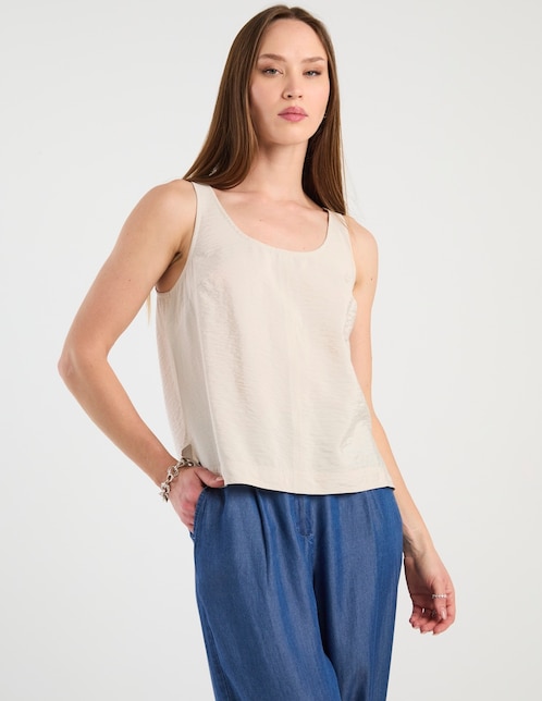 Top Contempo cuello redondo tirante ancho
