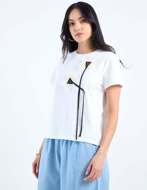 Playera manga corta cuello redondo para mujer 1