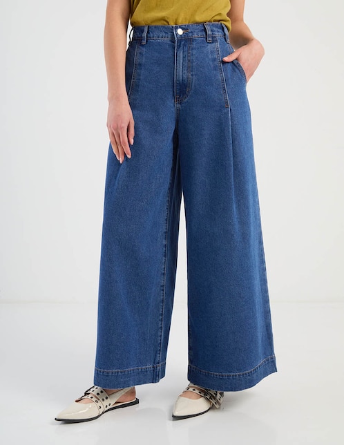 Jeans relaxed wide leg para mujer 1