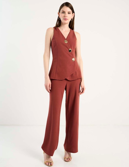 Jumpsuit de algodón estampado liso para mujer 1