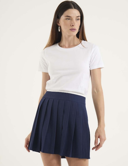 Playera manga corta Contempo cuello redondo para mujer