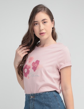 Playera Manga Corta Contempo Cuello Redondo Para Mujer