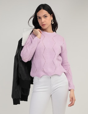 Suéter Contempo Cuello Redondo Para Mujer