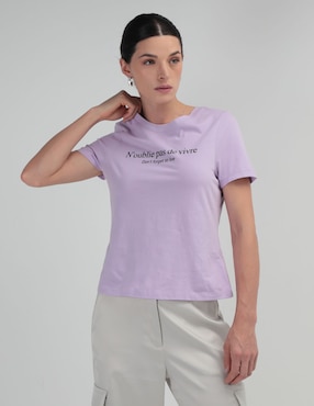 Playera Manga Corta Contempo Cuello Redondo Para Mujer