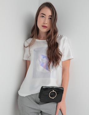 Playera Manga Corta Contempo Cuello Redondo Para Mujer