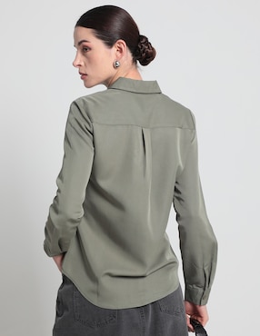 Blusa camisera Contempo manga larga para mujer