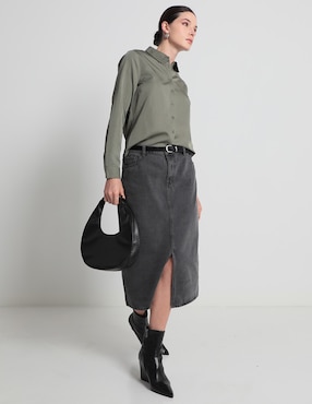 Blusa camisera Contempo manga larga para mujer