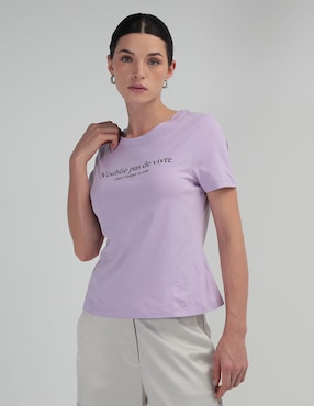 Playera Manga Corta Contempo Cuello Redondo Para Mujer