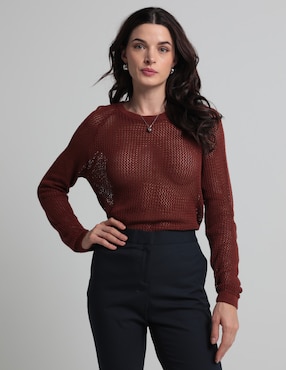 Suéter Contempo Cuello Redondo Para Mujer