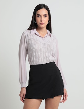 Blusa Camisera Contempo Manga Larga Para Mujer