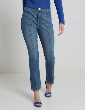 Jeans Straight Contempo Corte Cintura Alta Para Mujer