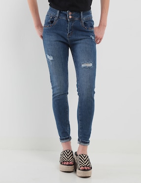 Jeans Skinny Contempo Corte Cintura Para Mujer