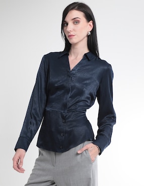 Blusa Camisera Contempo Manga Larga Para Mujer