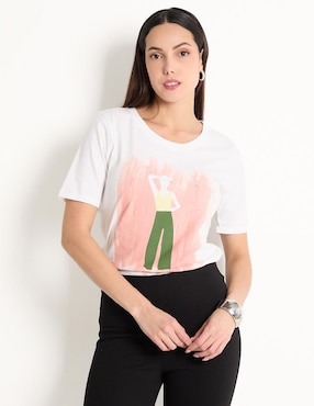 Playera Manga Corta Contempo Cuello Redondo Para Mujer