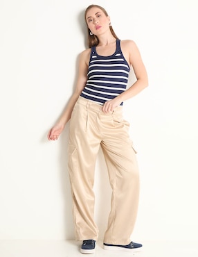 Top Contempo cuello redondo tirante ancho