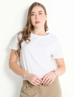 Playera Manga Corta Contempo Cuello Redondo Para Mujer