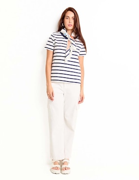 Playera manga corta Contempo cuello redondo para mujer