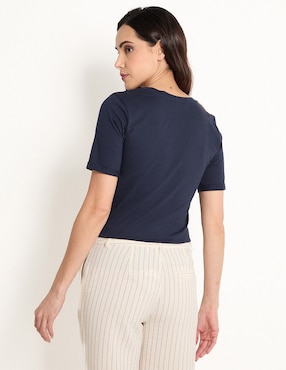 Playera manga larga Contempo cuello redondo para mujer