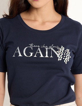 Playera manga larga Contempo cuello redondo para mujer