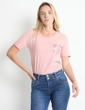 Playera manga larga Contempo cuello redondo para mujer