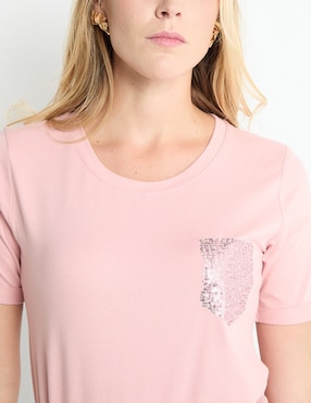 Playera manga larga Contempo cuello redondo para mujer