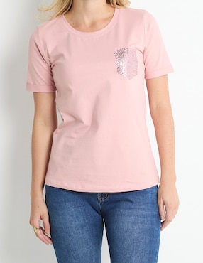 Playera manga larga Contempo cuello redondo para mujer