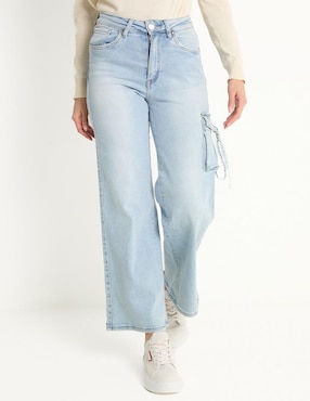 Jeans Wide Leg Contempo Corte Cintura Alta Para Mujer