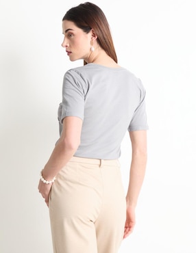 Playera manga larga Contempo cuello redondo para mujer