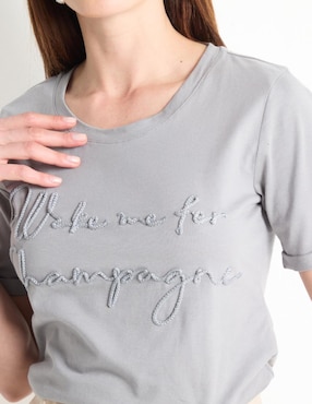 Playera manga larga Contempo cuello redondo para mujer
