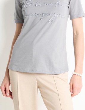 Playera manga larga Contempo cuello redondo para mujer