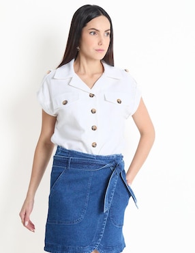 Blusa Contempo Manga Corta Para Mujer