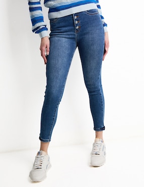 Jeans Skinny Contempo Corte Cintura Alta Para Mujer