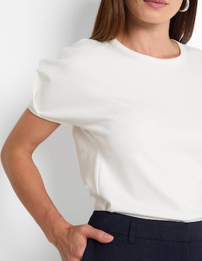 Playera manga corta Contempo cuello redondo para mujer