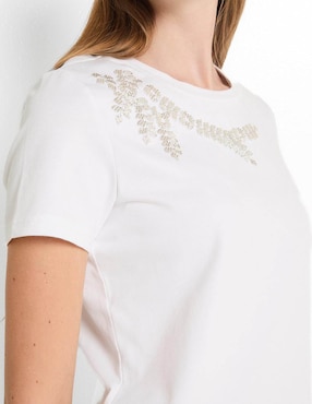 Playera manga corta Contempo cuello redondo para mujer