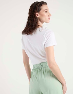 Playera manga corta Contempo cuello redondo para mujer