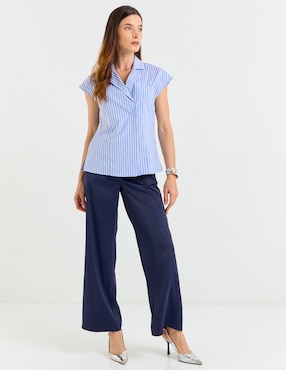 Blusa camisera Contempo manga corta para mujer