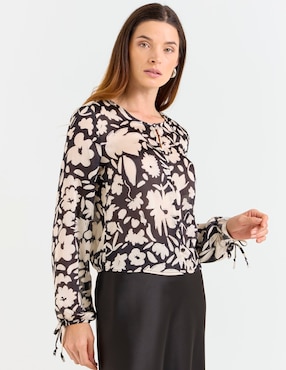 Blusa camisera Contempo manga larga para mujer