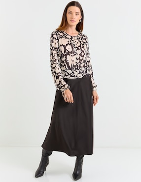 Blusa camisera Contempo manga larga para mujer