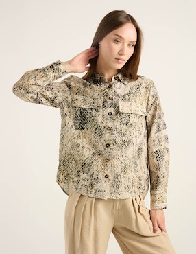 Blusa camisera Contempo manga larga para mujer