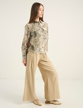 Blusa camisera Contempo manga larga para mujer