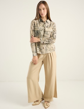Blusa camisera Contempo manga larga para mujer